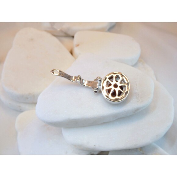 VTG Black Onyx Sterling Silver Oval Detailed Hinged Pendant - Picture 4 of 7